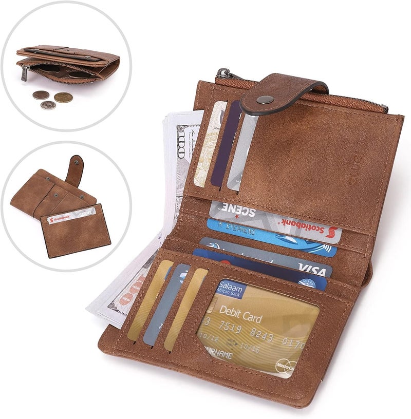 CLUCI Small Wallet for Women Leather Slim Womens Wallet Bifold Multi Card Holder Organizer Designer with Removable ID Window - Image 4